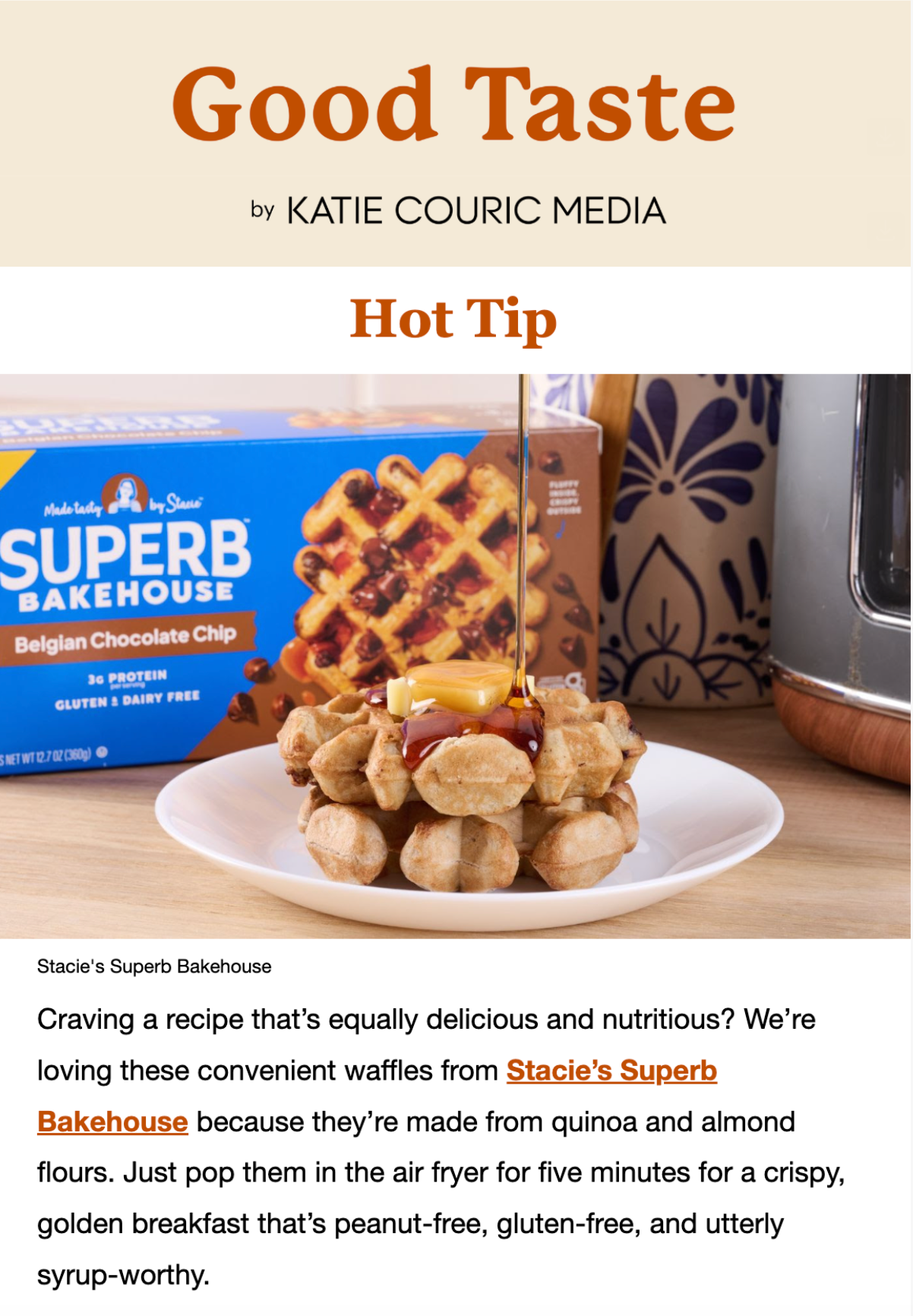 Katie Couric Loves Our Waffles!